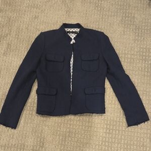 Zara Women's Dark Blue Blazer with Pocket Design